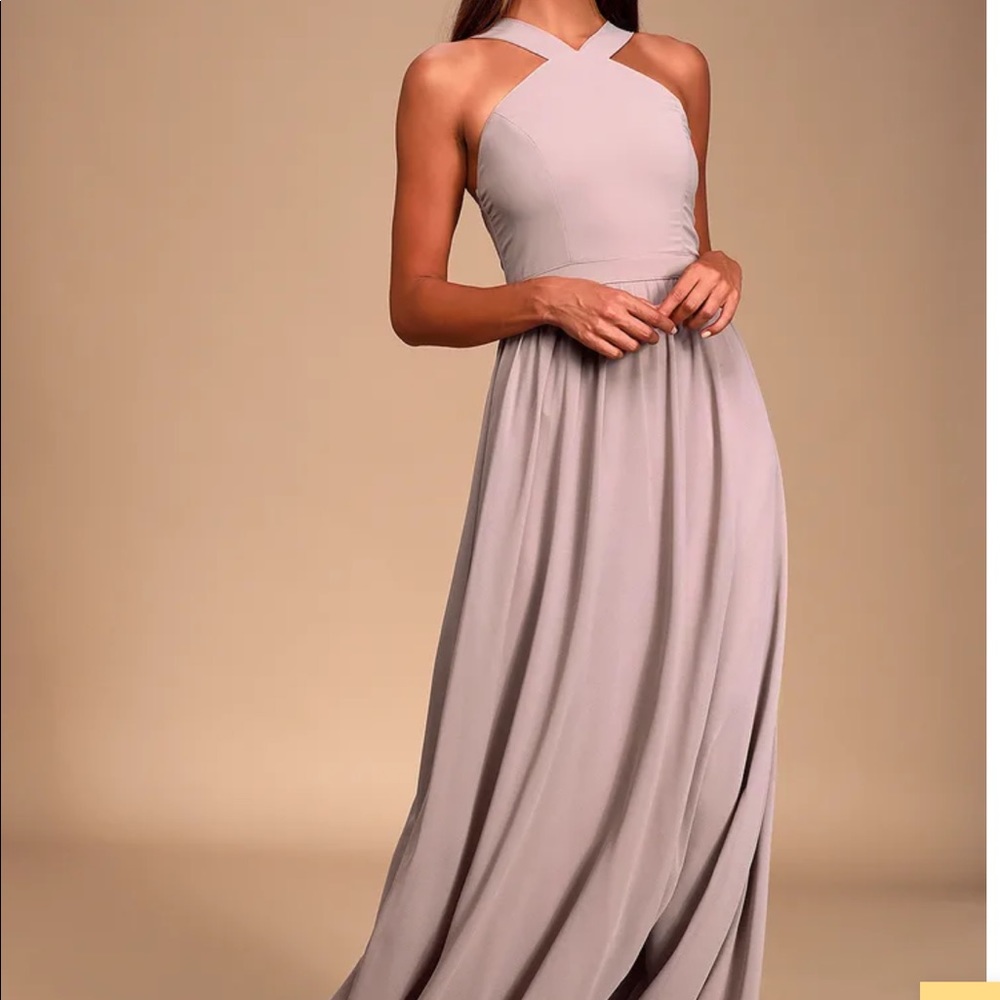 Lulu’s Air of Romance Taupe Maxi Dress Bridesmaid